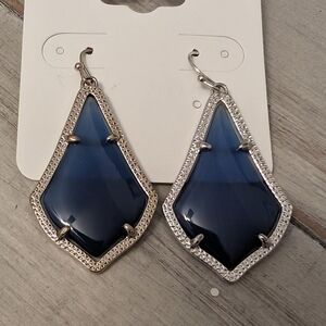 Kendra Scott Alex Earrings Silver And Navy Cat's Eye